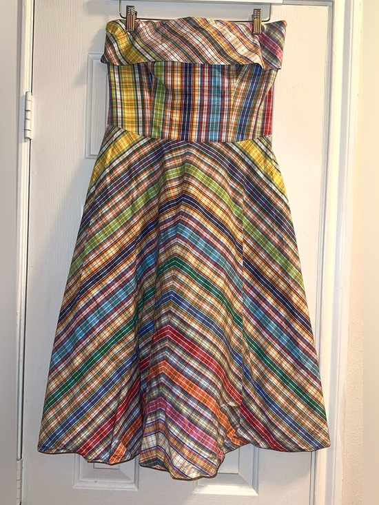 Ralph Lauren Dresses & Skirts - Vintage Ralph Lauren MADRAS Multicolor Plaid Strapless Mini Dress
